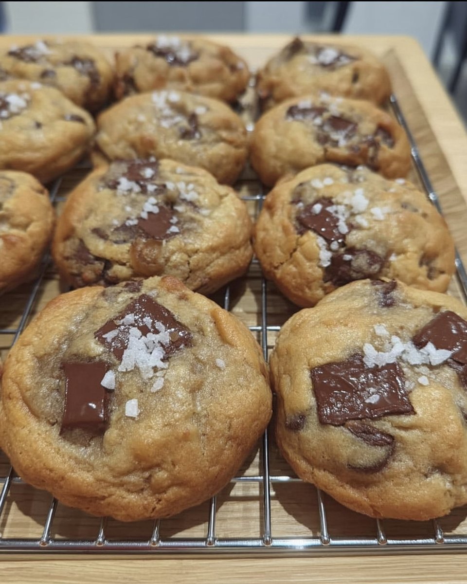 Stack of bakery style chocolate chip cookies loaded with semi-sweet chocolate