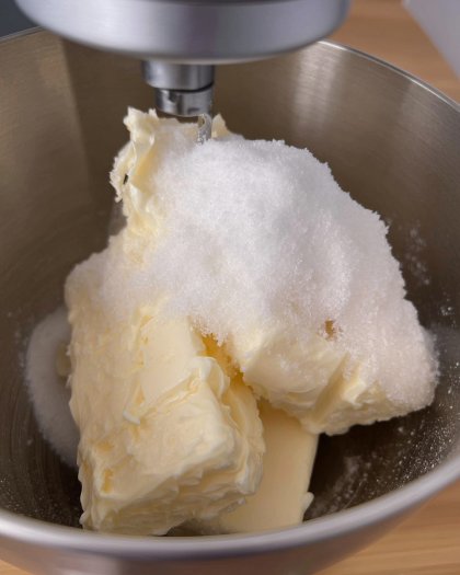 Peanut butter cookie rounds on a parchment lined baking sheet being pulled from the oven