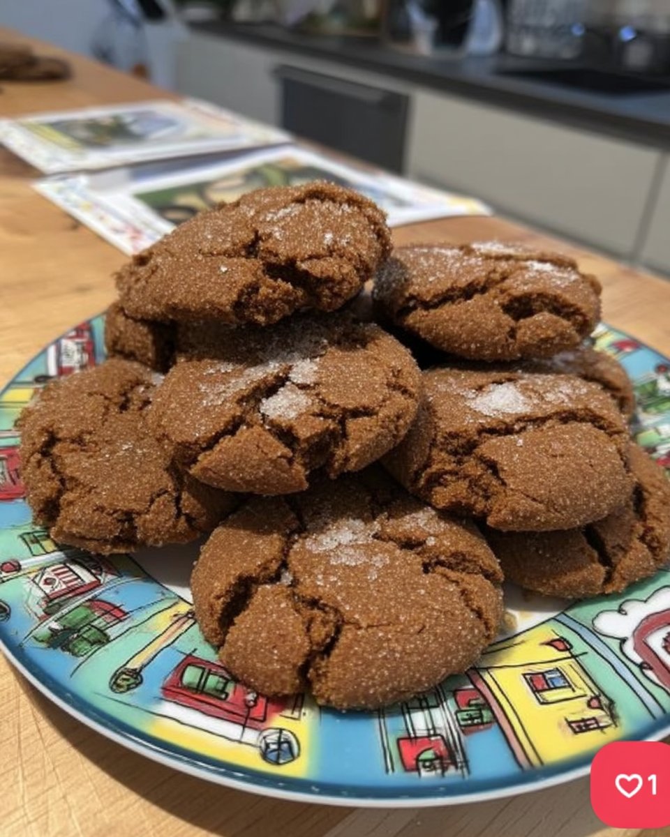 Black pepper ginger cookies with cracked tops on a rustic wooden table