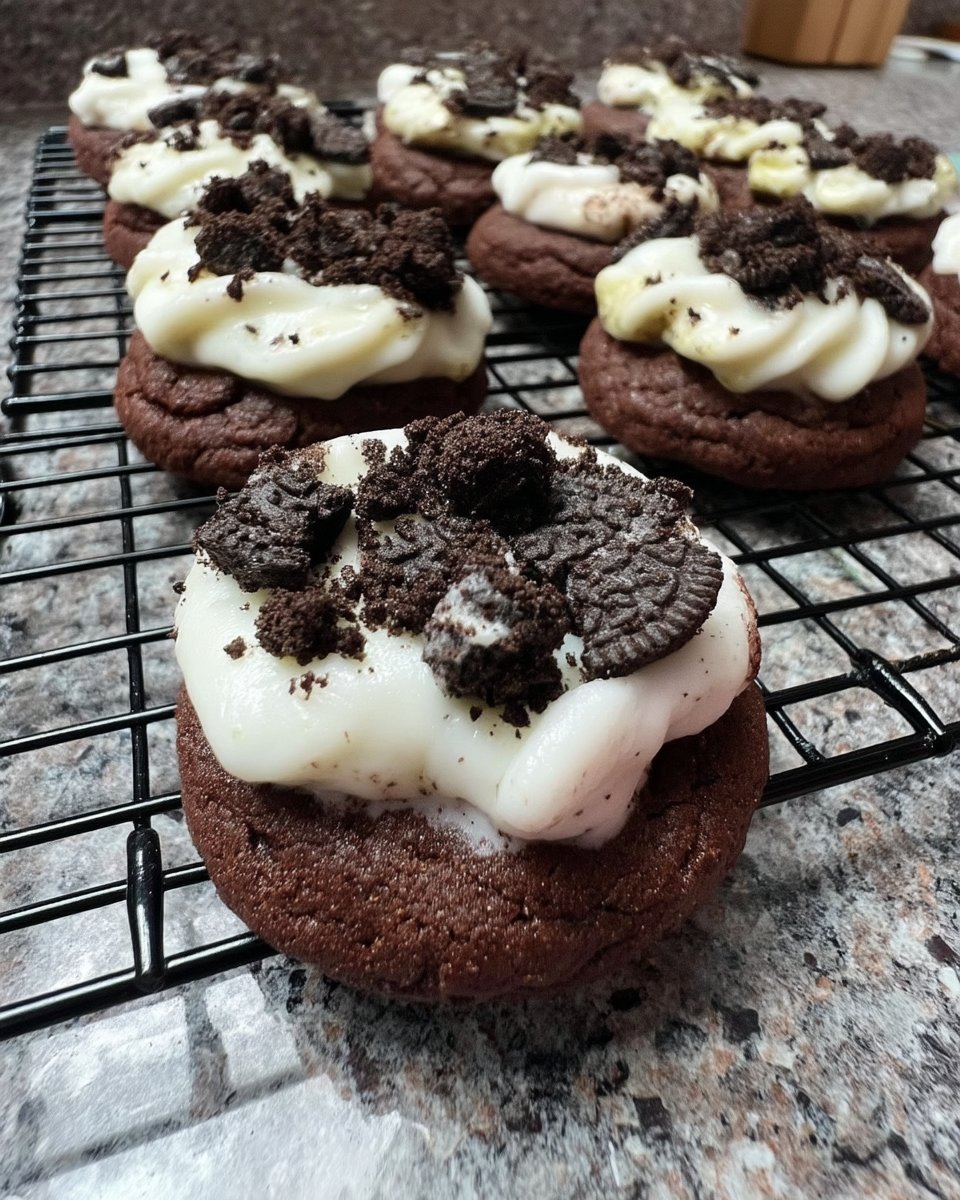 Stack of cookies and cream cookies with white chocolate chips