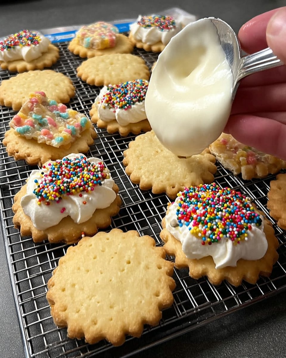 Frosted fairy cookies on a platter ready for a spring party