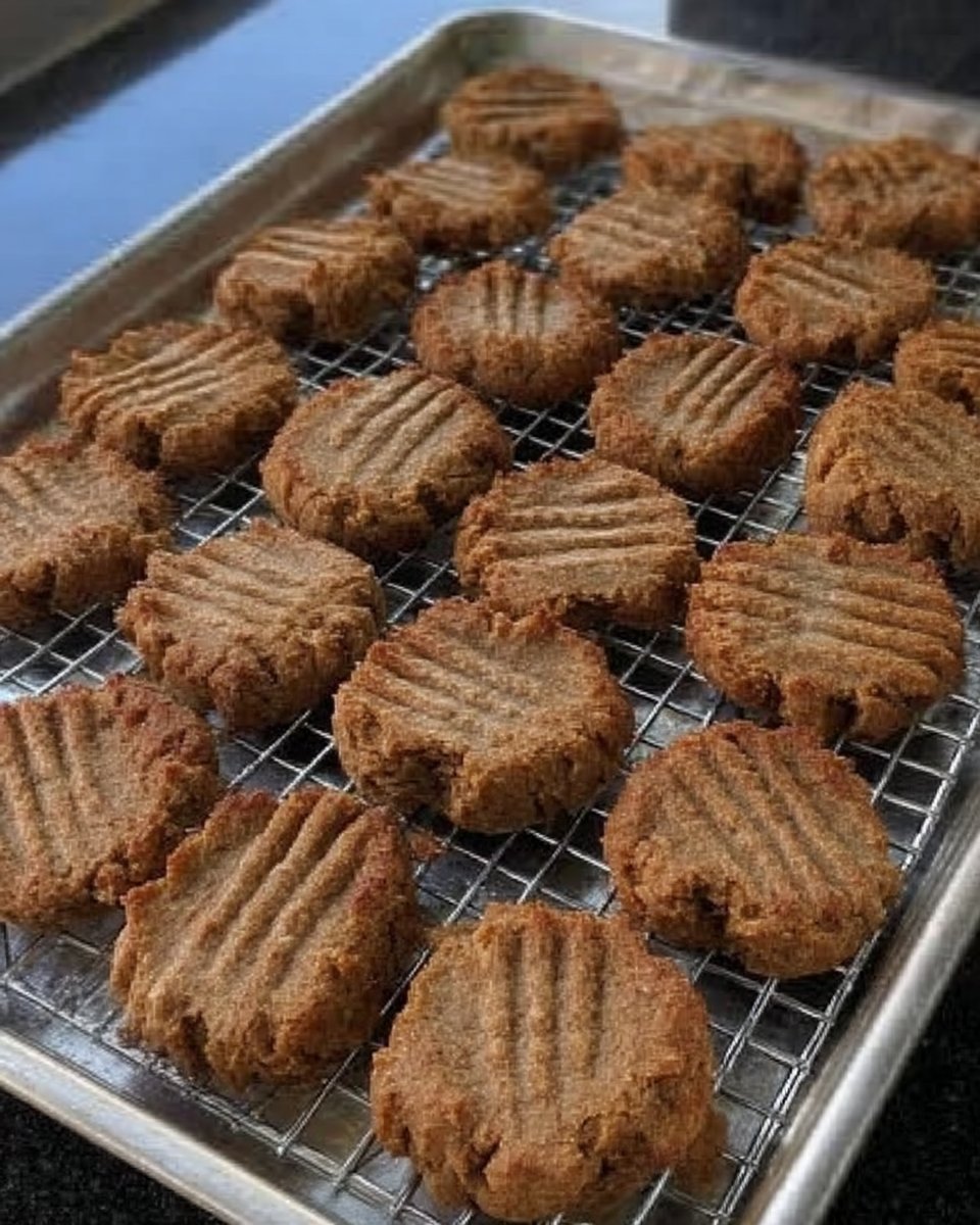A silver fork pressing crisscross marks into balls of peanut butter cookie dough.