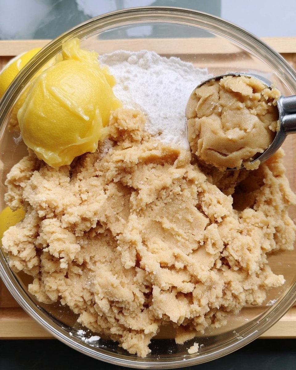 Fresh lemons, butter, sugar, and flour for lemon cookies