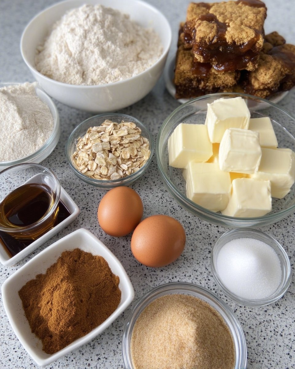 Hearty rolled oats, rich brown sugar, and dark chocolate chips arranged on a wooden table