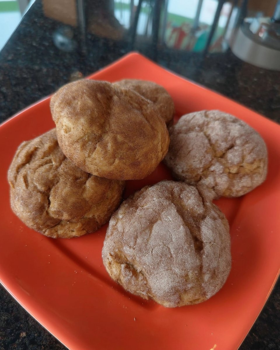 Stack of soft gluten free snickerdoodle cookies coated in cinnamon sugar