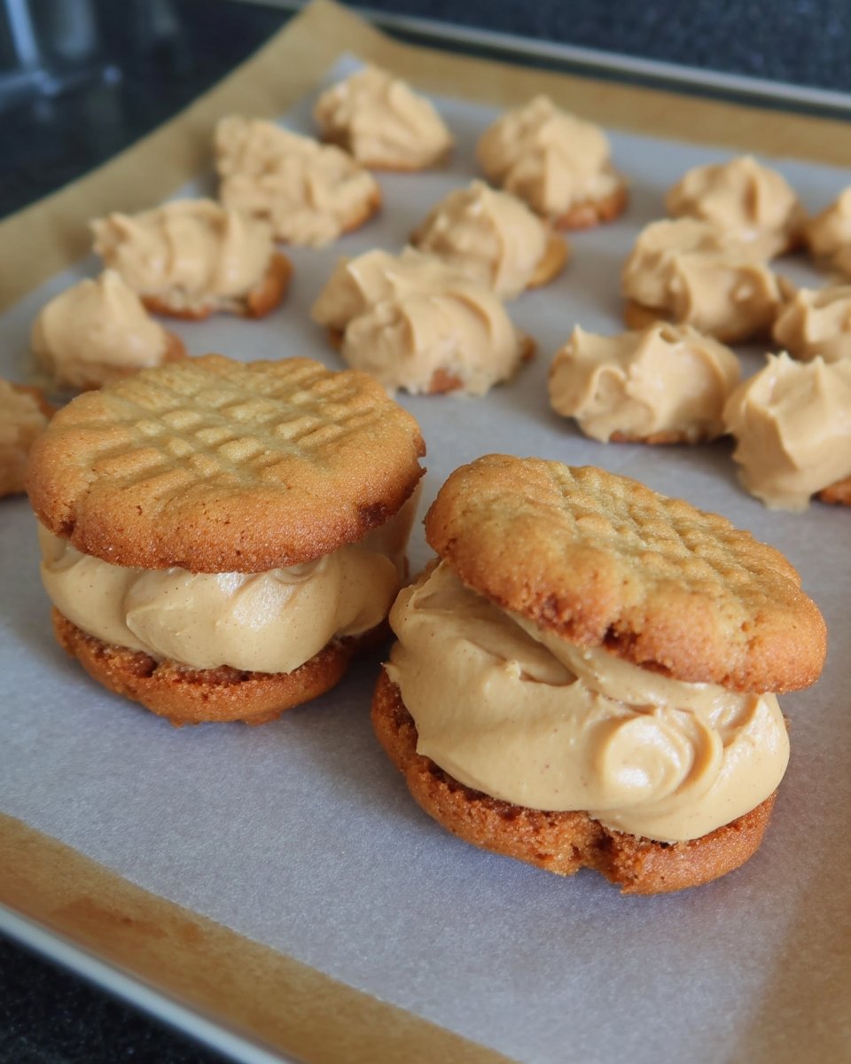 A stack of homemade Girl Scout Do Si Dos 2 cookies showing the oatmeal texture and peanut butter filling