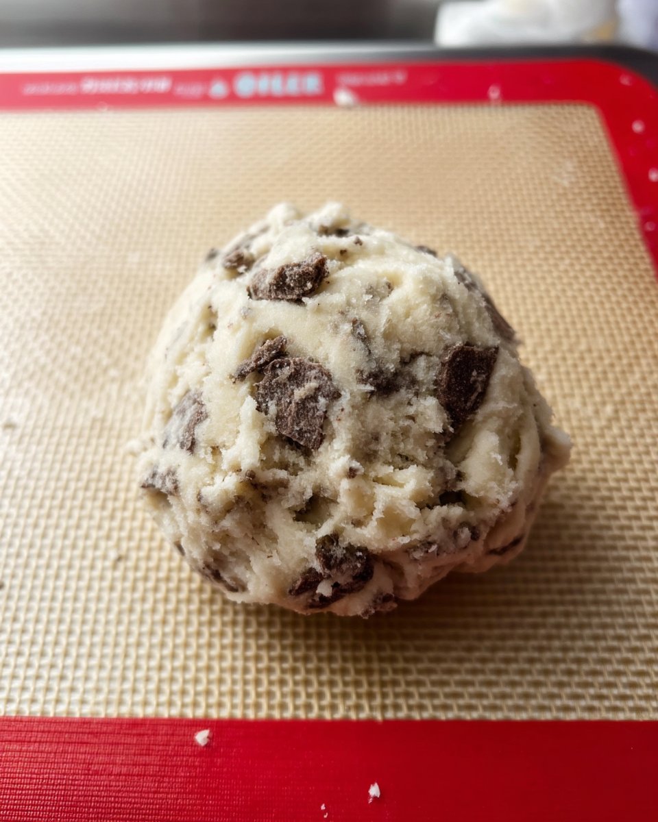 Mixing white chocolate chips into cookie dough
