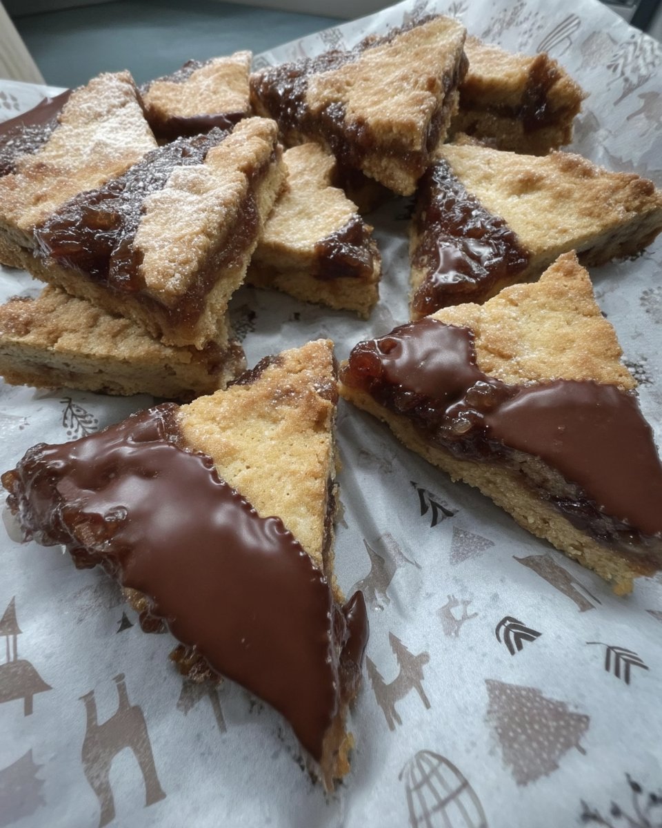 Plated nussecken bars served with a cup of black coffee