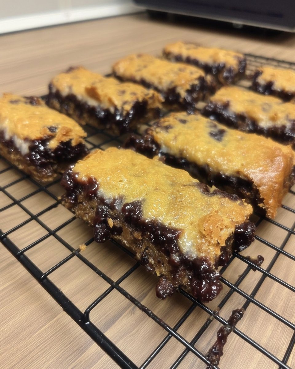 Rolling out two layers of cookie dough with a thick layer of fruit inside