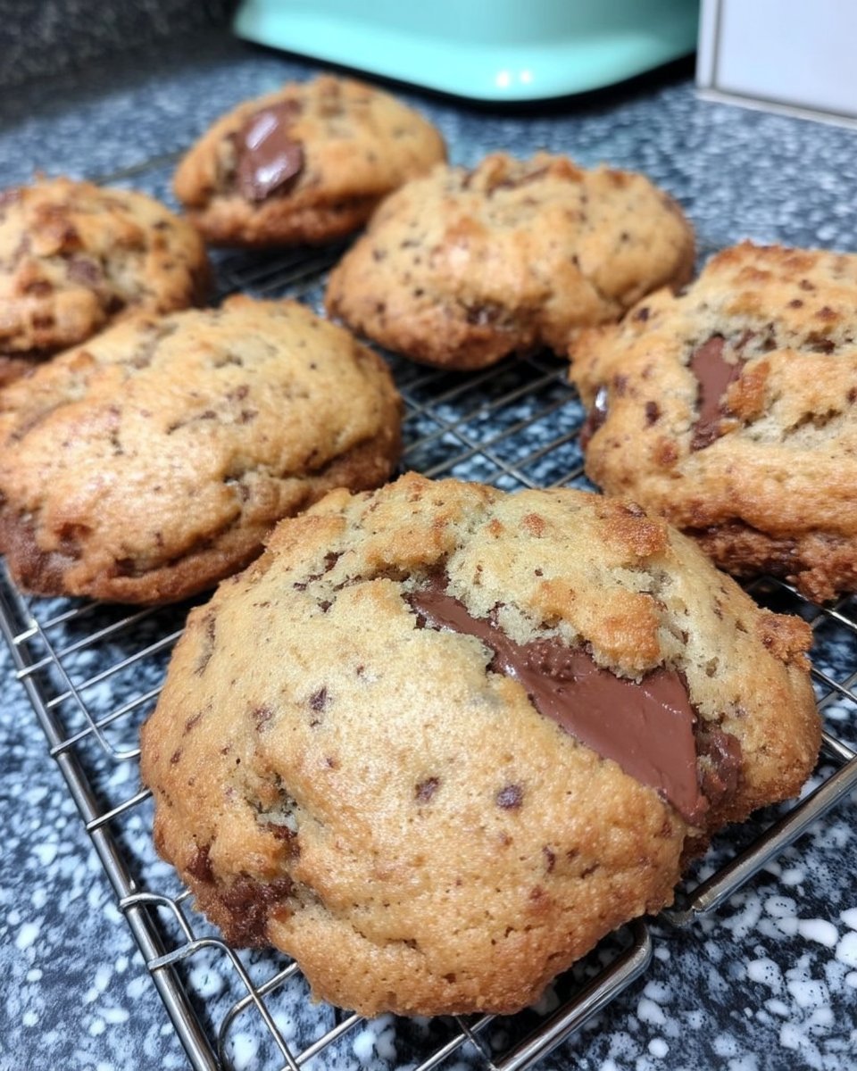 Scooping 1/2 cup portions of cookie dough for massive cookies