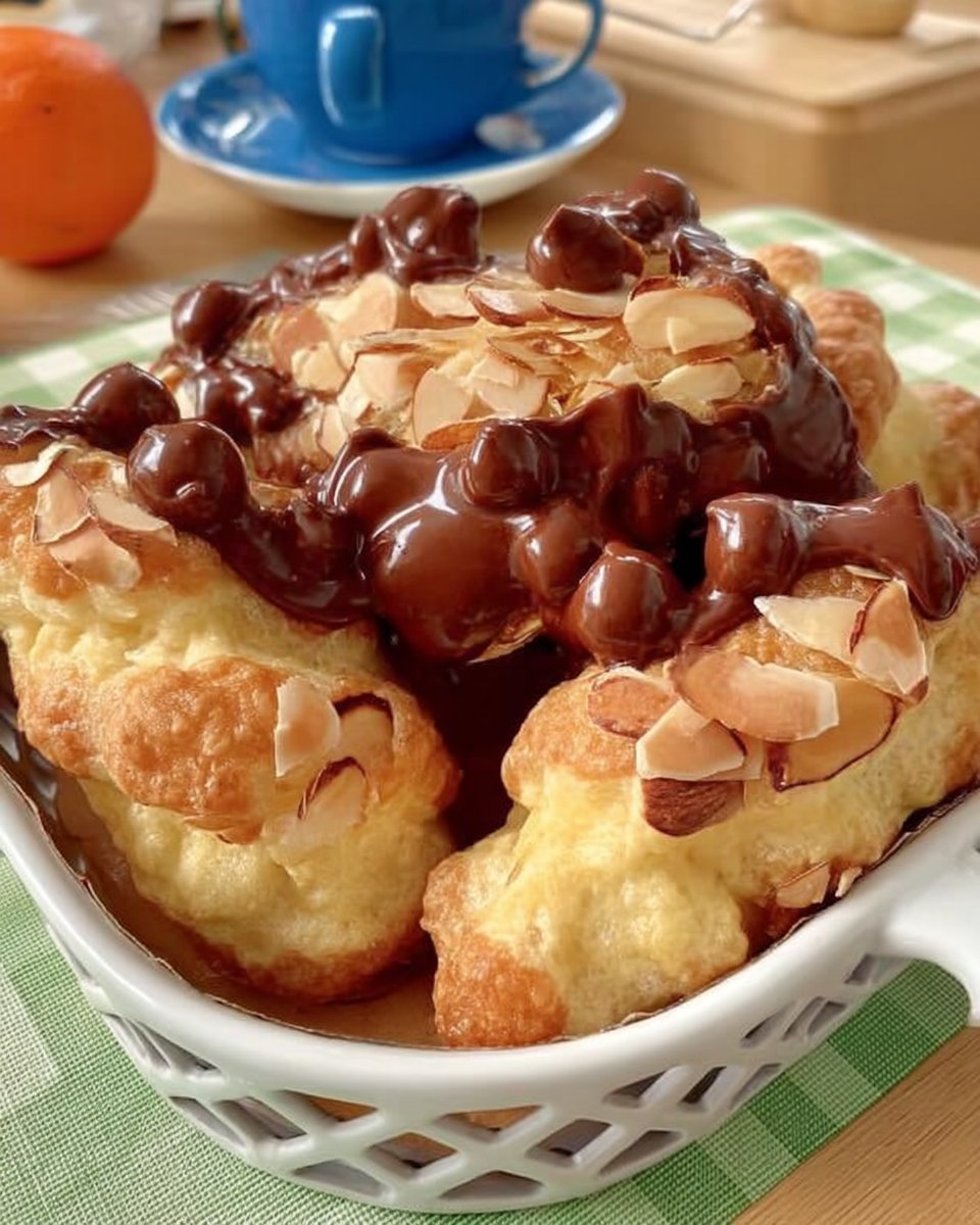 Shaping almond paste cookie dough logs into crescents and coating them in sliced almonds