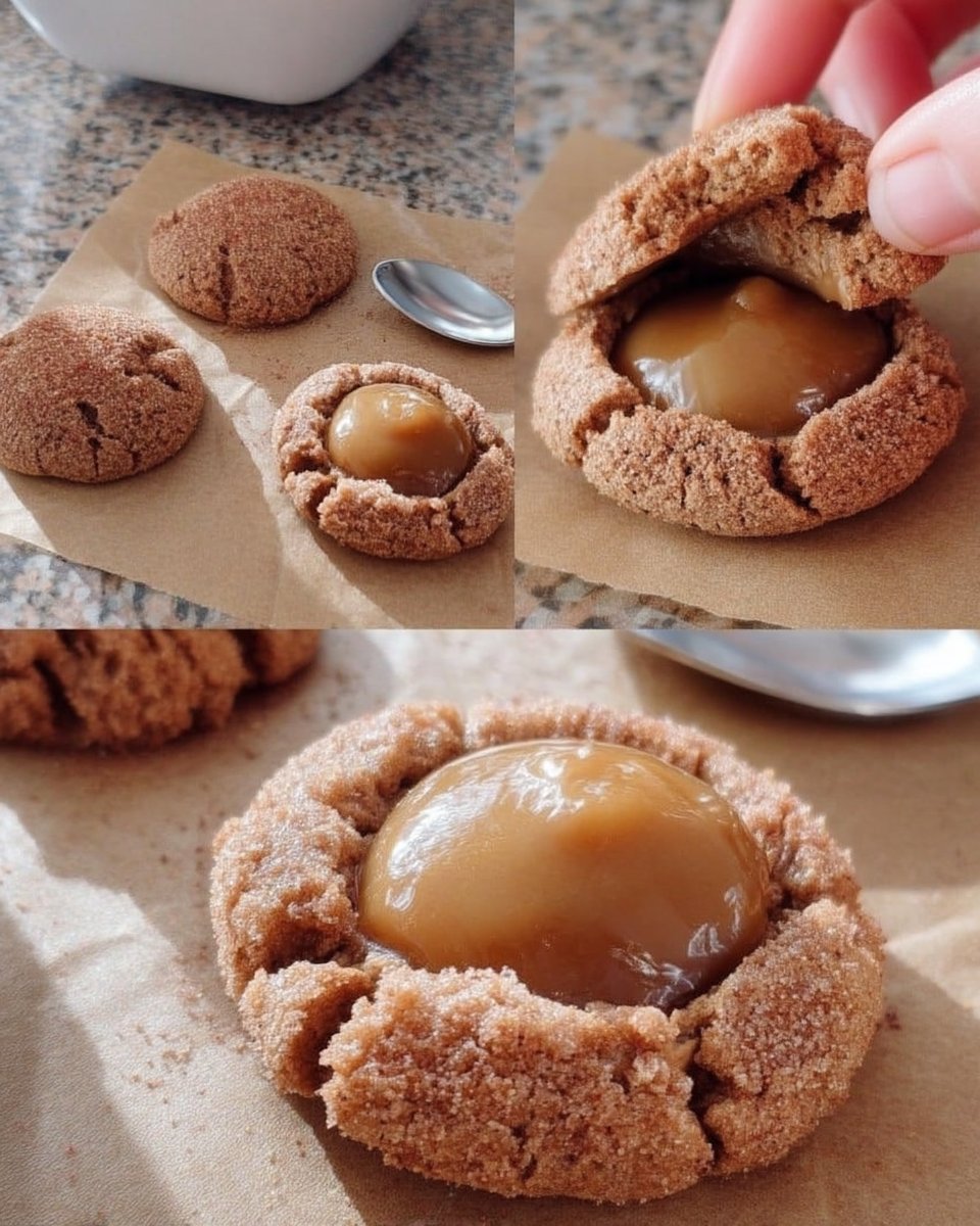Pumpkin Pie Cookies 13 Unbaked cookie dough balls with deep divots pressed into the centers