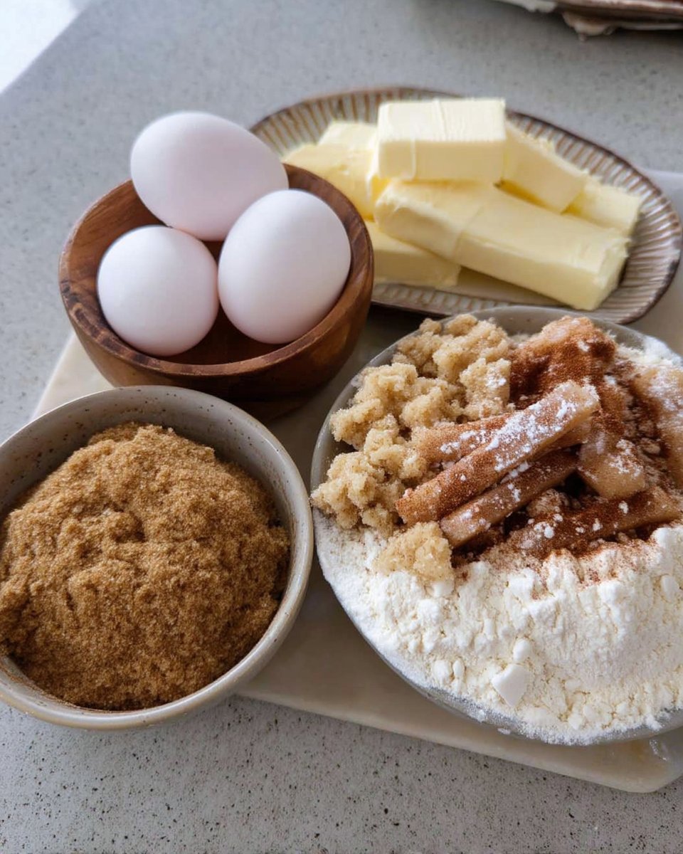 Ingredients for snickerdoodle cookies including butter, flour, sugar, and cream of tartar.
