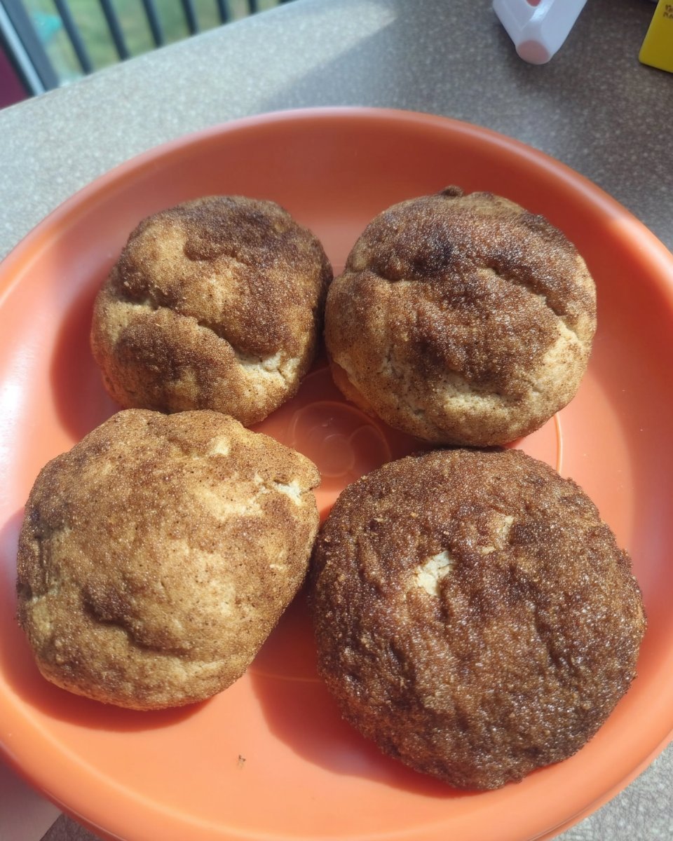 Single soft snickerdoodle cookie on a ceramic plate with tea
