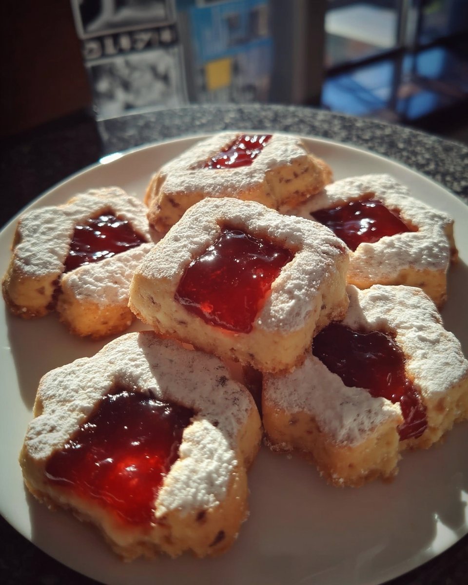 Home - ِCookies Charm - More is More 2 Spitzbuben cookies with strawberry jam filling and powdered sugar