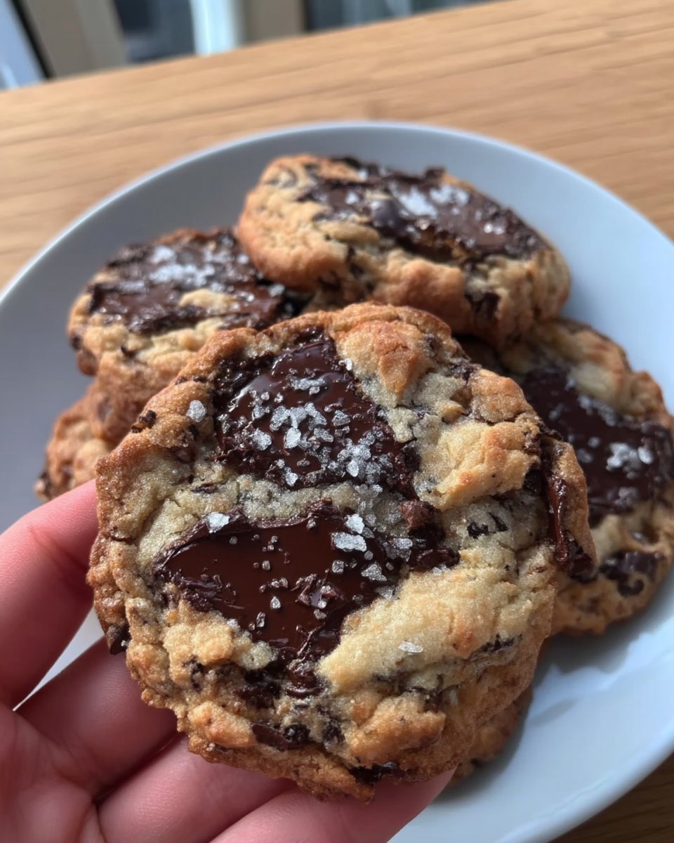 Home - ِCookies Charm - More is More 6 Giant tahini chocolate chip cookie broken in half with melted chocolate oozing out