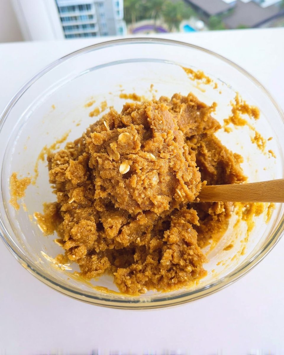 Girl Scout Do Si Dos 13 A stack of fully assembled peanut butter oatmeal sandwich cookies