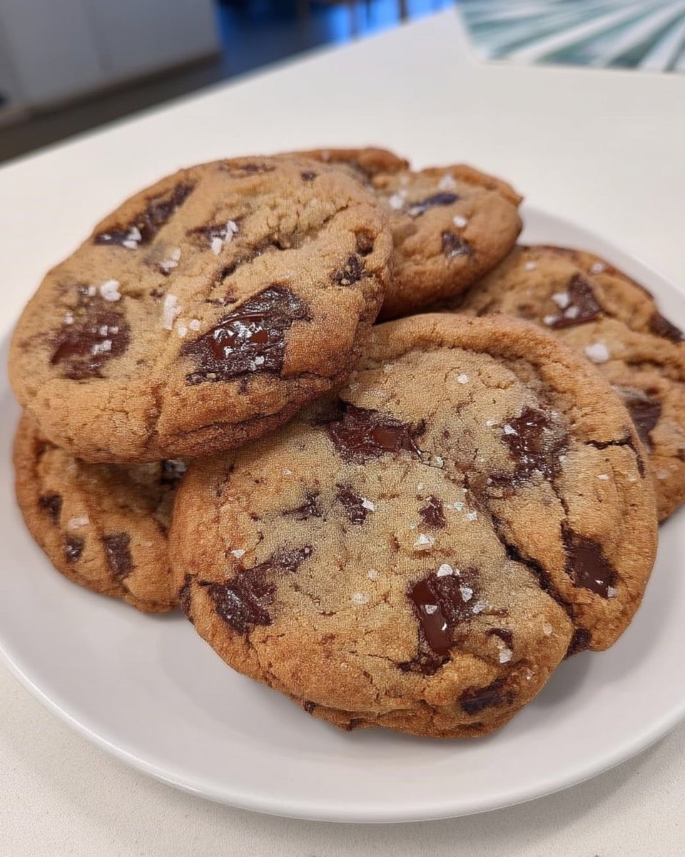 Warm chocolate chip cookie next to a glass of cold milk