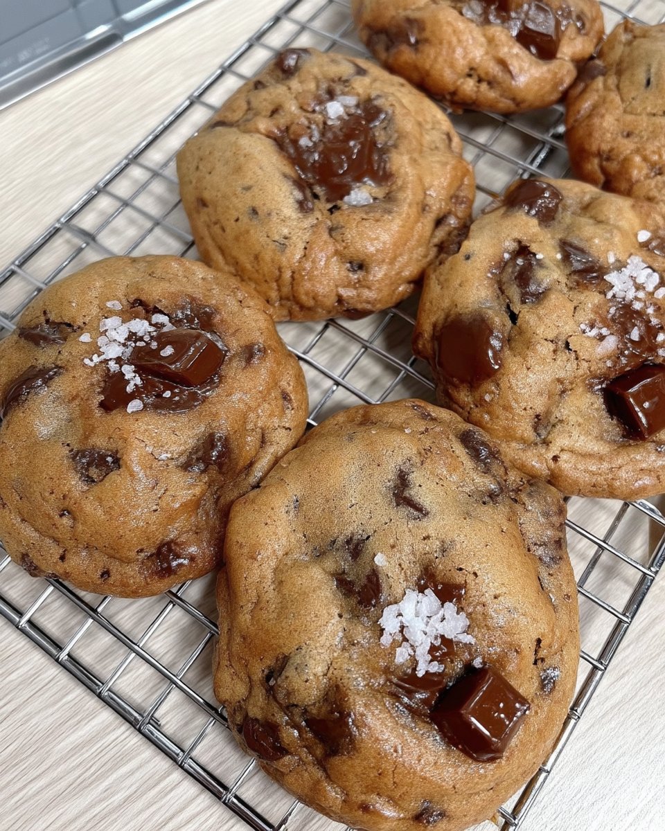 Warm brown butter toffee cookies served on a ceramic platter with a glass of milk