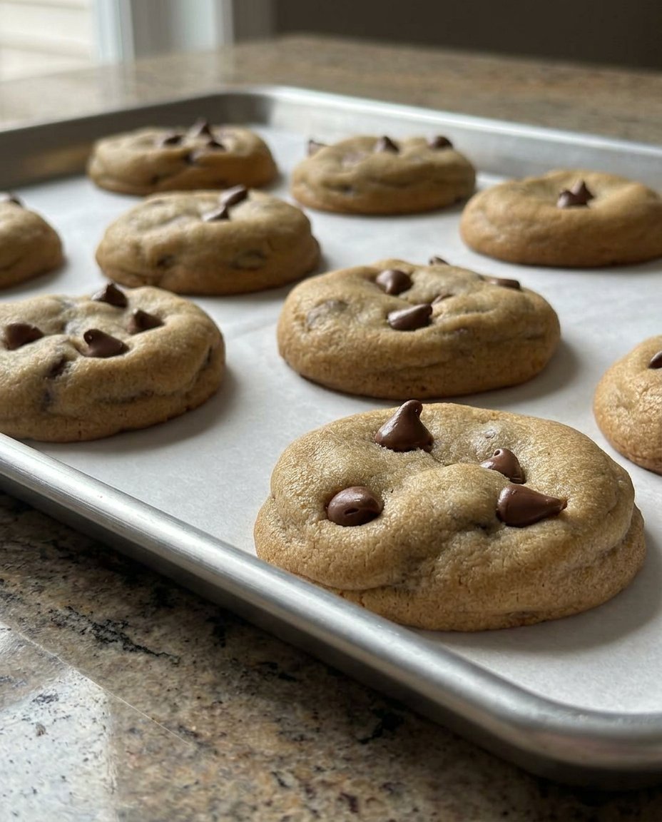 A large bakery style cookie next to a glass of cold milk