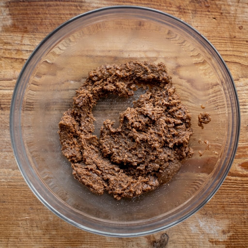 Hand rolling molasses cookie dough into balls and coating them in granulated sugar.