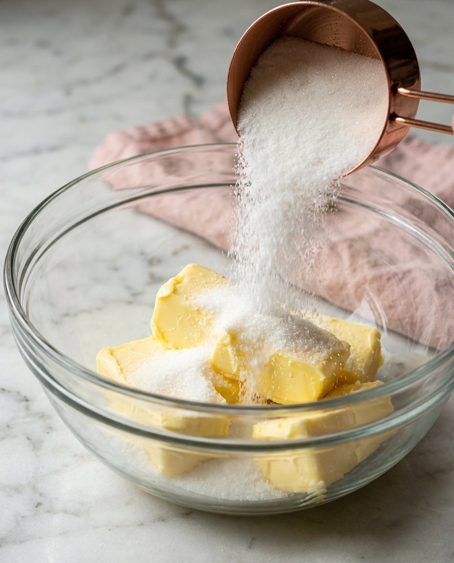 Ingredients for chewy chocolate chip cookie dough including melted butter and sugars