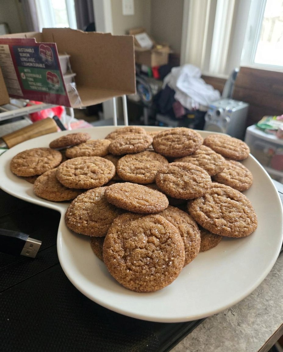 Two golden brown ginger snap cookies sandwiched with a bright white lemon filling