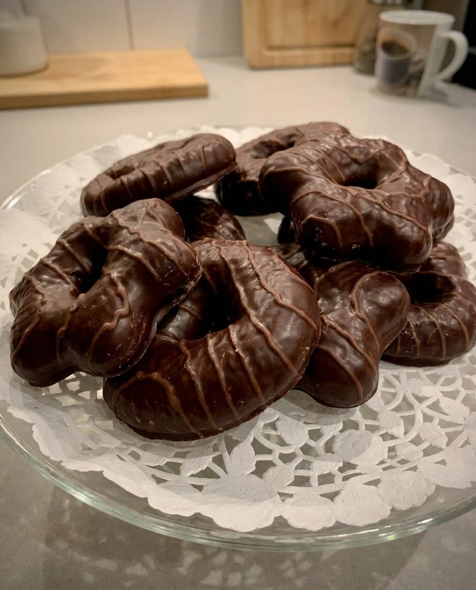 A pile of golden brown Sandkuchen cookies with fork indentations