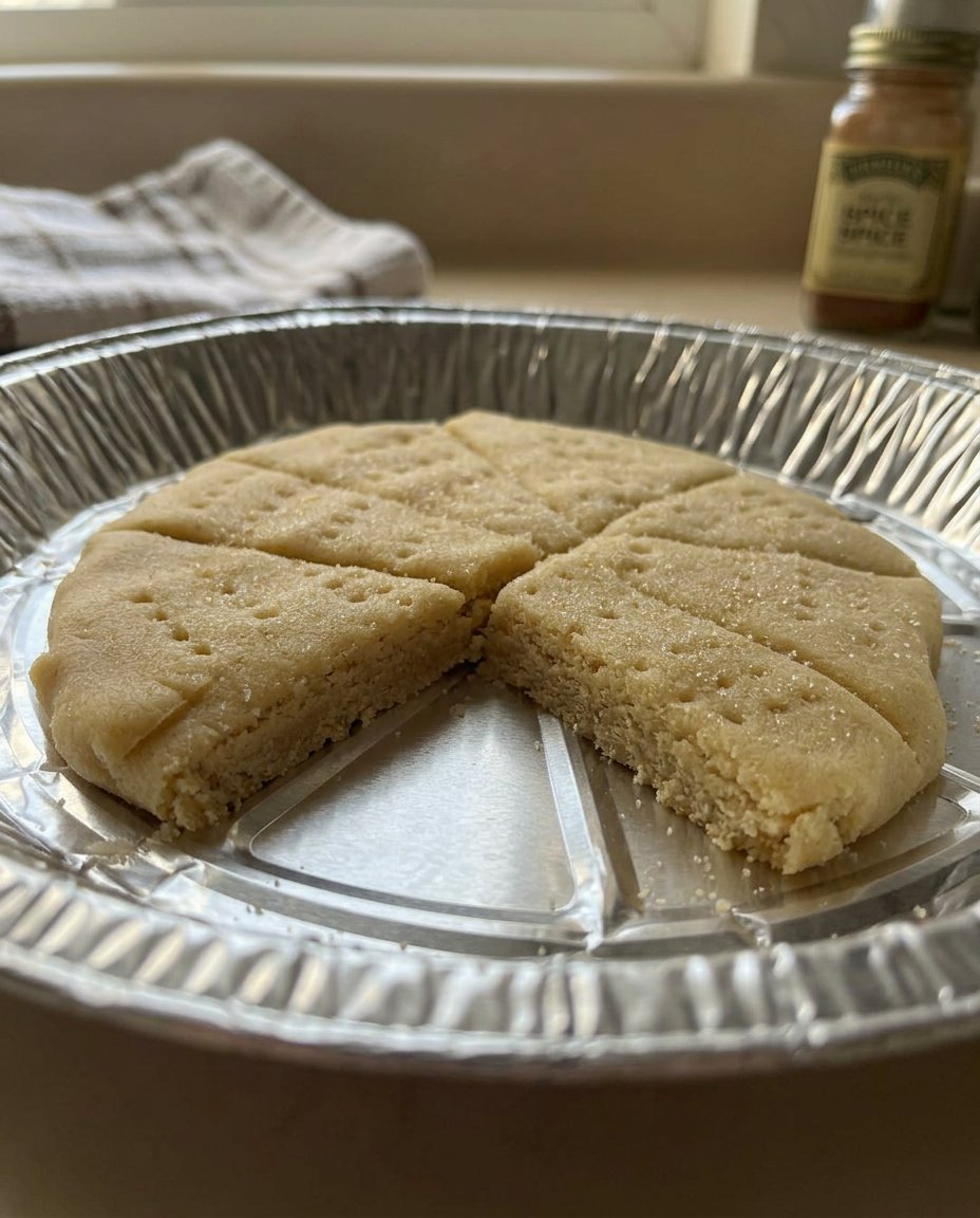 Slices of vegan shortbread cookies on a cooling rack showing a tender crumb