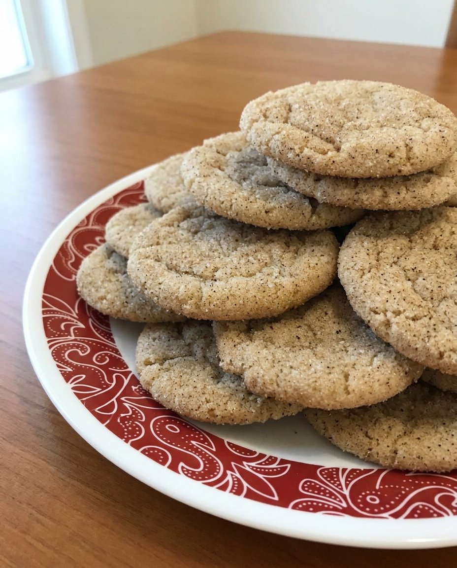 A pile of golden chai snickerdoodles coated in spice sugar