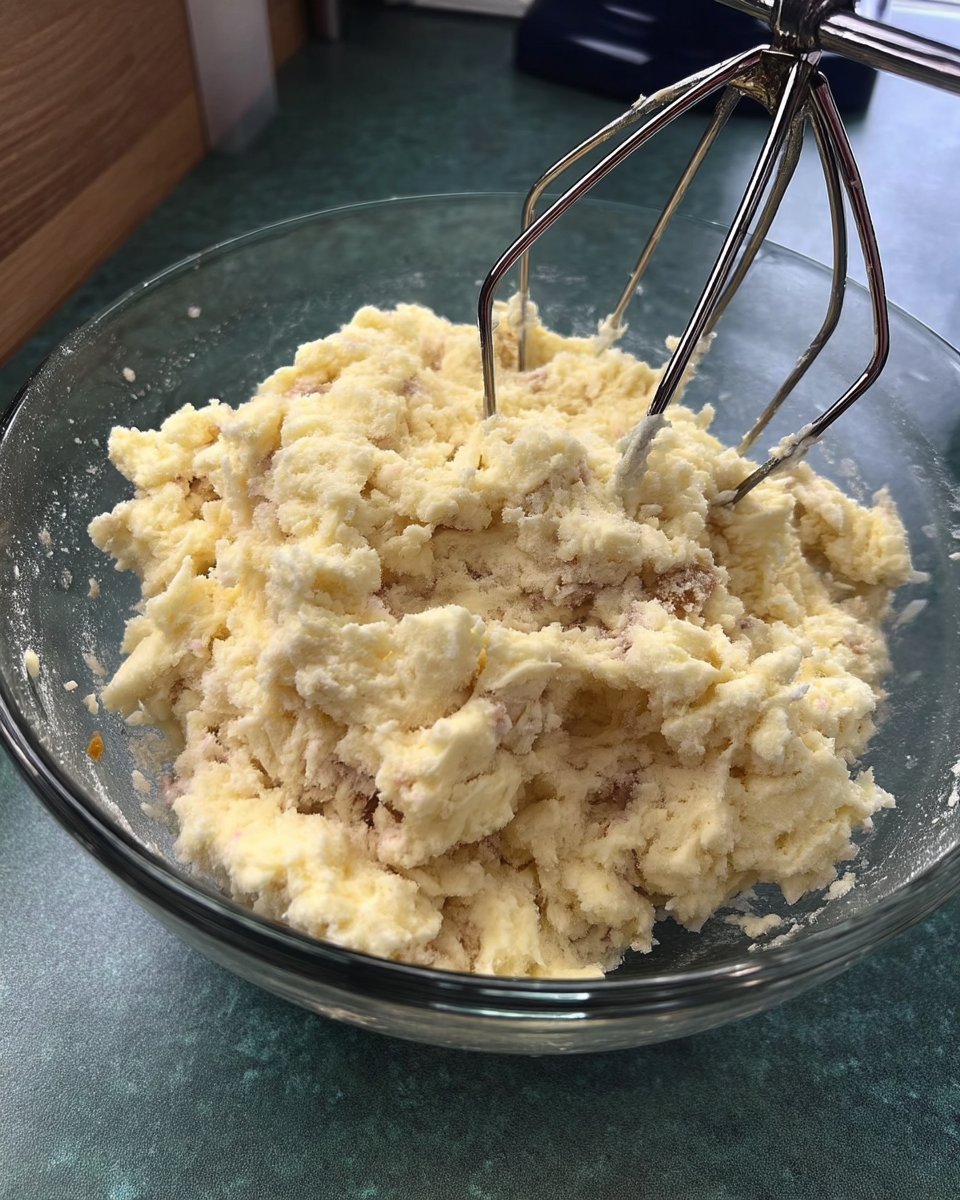 Row of raw cookie dough balls rolled in sugar with indentations being made