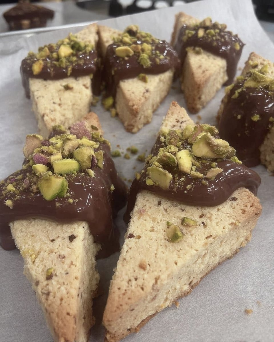 A close up of a chocolate dipped shortbread cookie with a bite taken out
