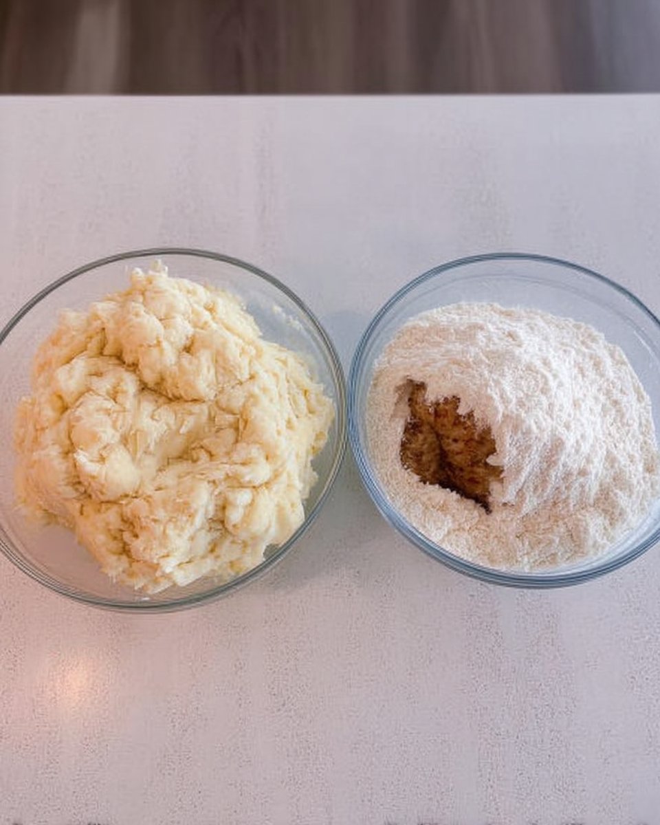 A hand using a metal cookie press on a silver baking sheet
