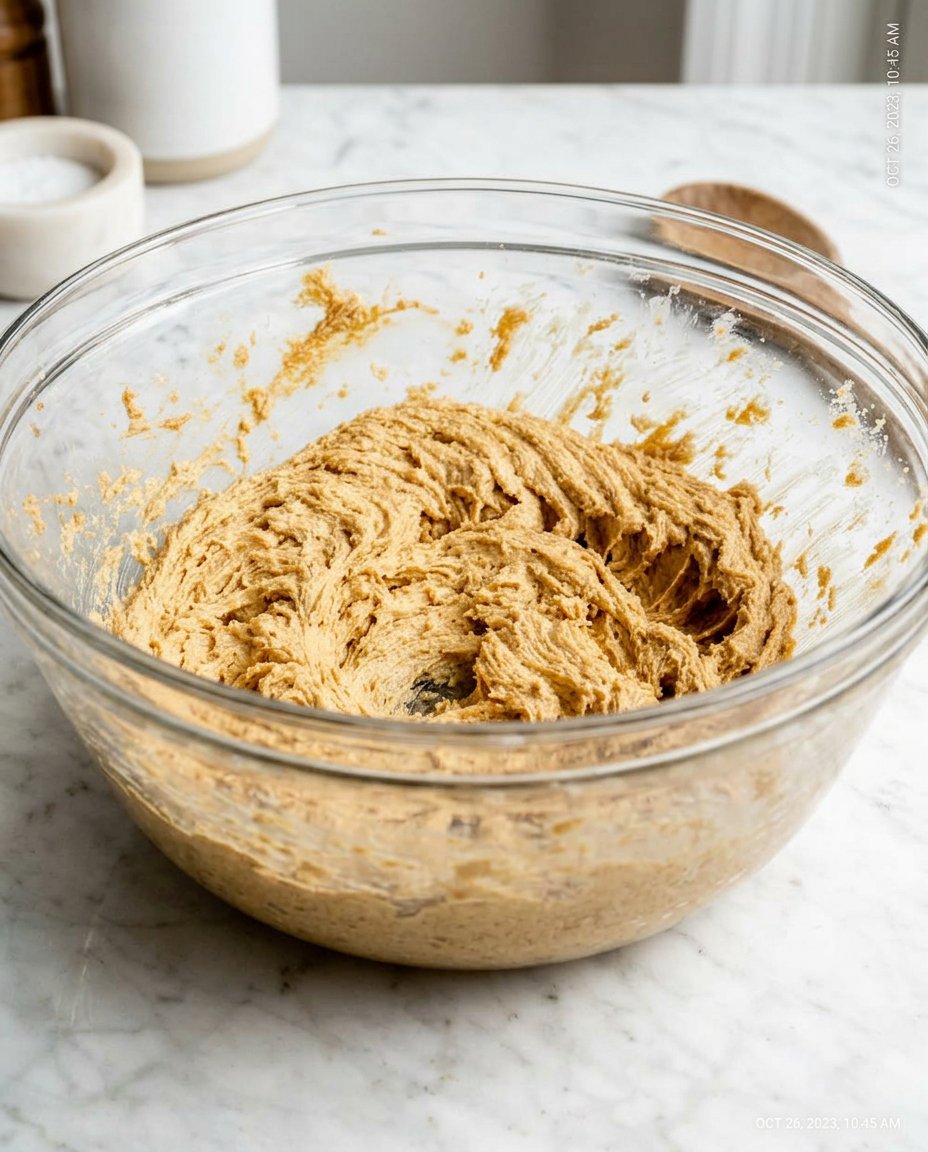Crumbl Sugar Cookies 13 Butter and sugar being creamed in a stand mixer