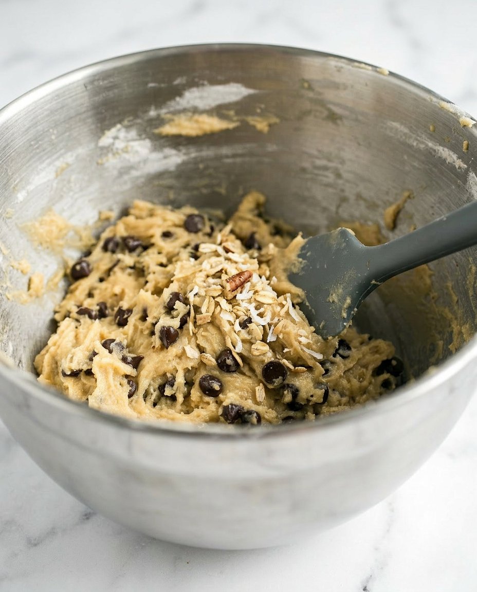 An electric mixer creaming butter and dark brown sugar in a glass bowl until light and fluffy