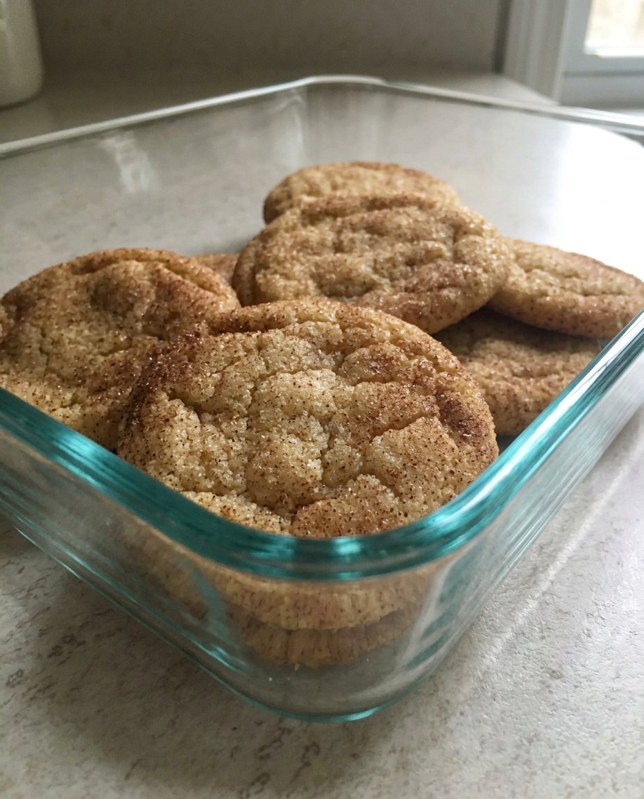 A tall stack of gluten free snickerdoodles on a farmhouse table