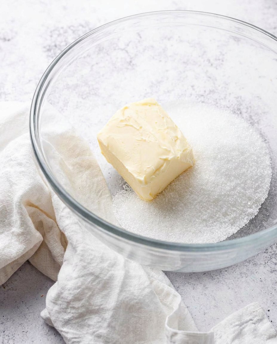 Gluten Free Chocolate Chip 12 A bowl of gluten free flour, almond flour, and a bowl of golden brown butter.