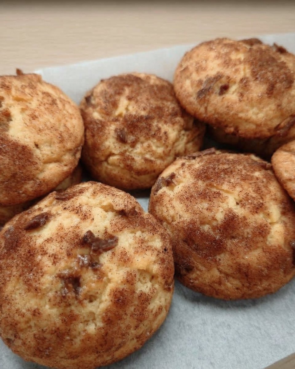 Stack of crackled gluten free snickerdoodles with cinnamon sugar
