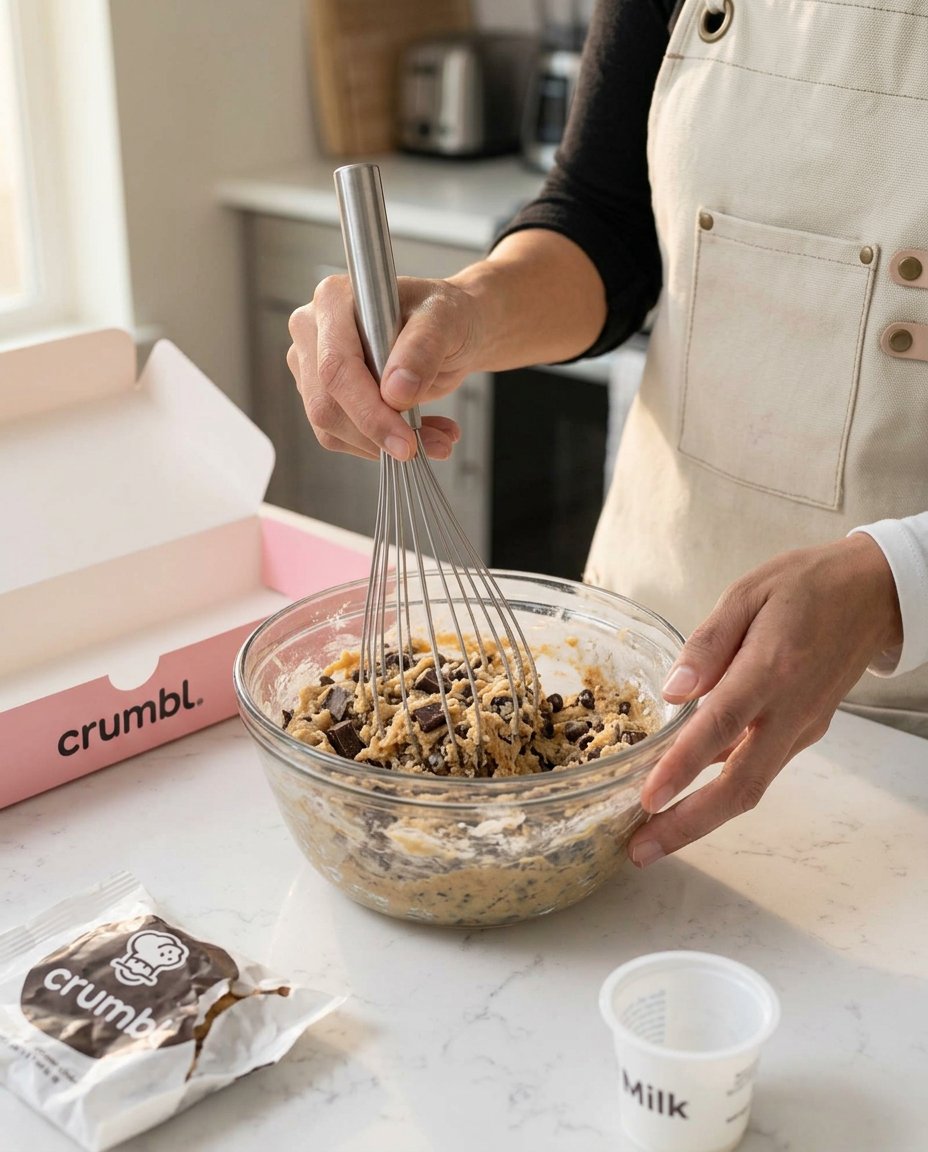 A close up of Guittard milk chocolate chips and salted butter for the cookie dough.