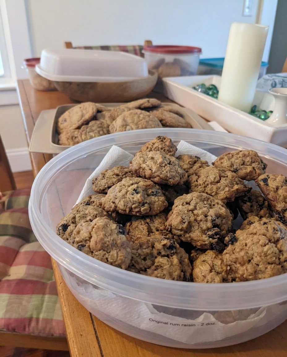 A close up of raw rum raisin cookie dough being scooped into balls