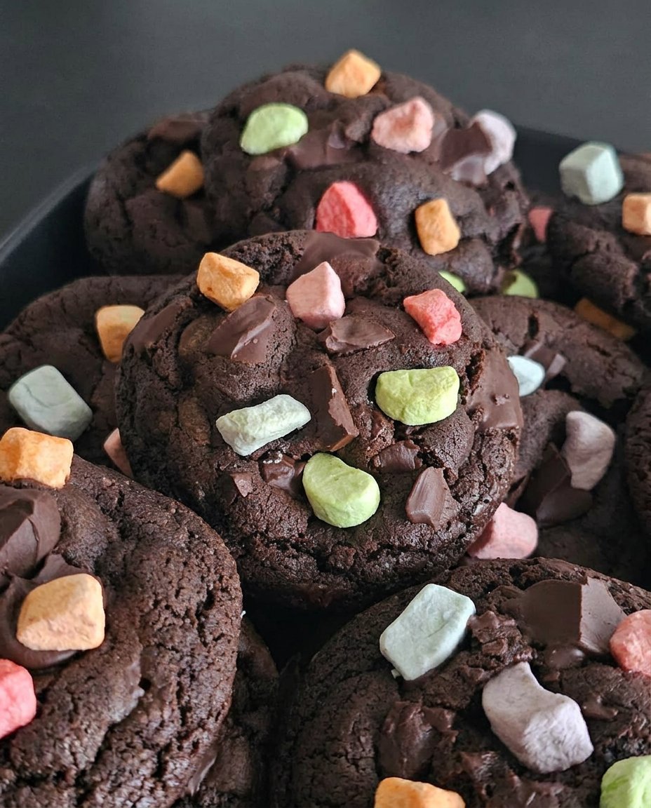 Festive chocolate peppermint cookies wrapped in parchment paper with twine