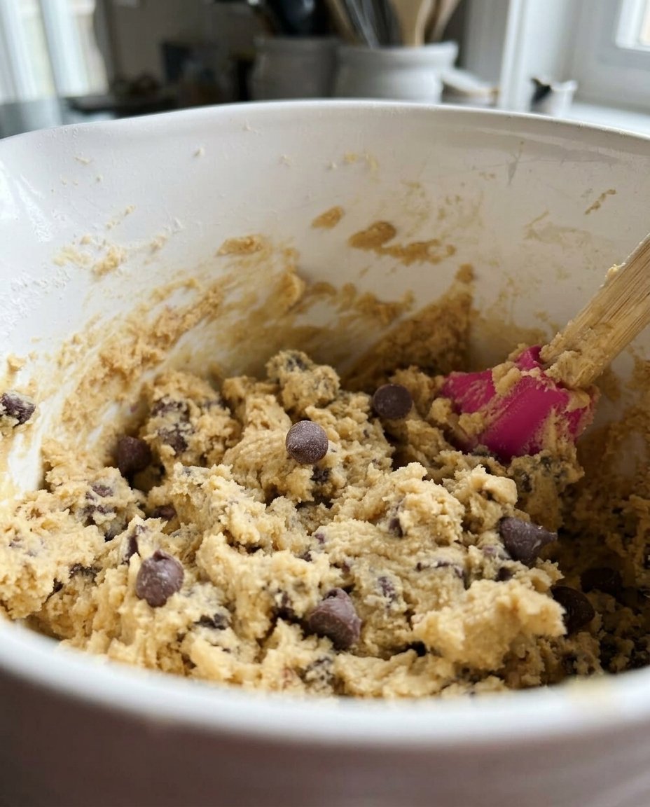 Ingredients for copycat Crumbl cookies including butter flour and milk chocolate chips