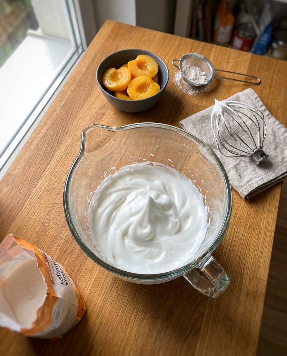 Peach Cookies 12 Fresh peaches cinnamon sticks and bowls of brown sugar on a counter