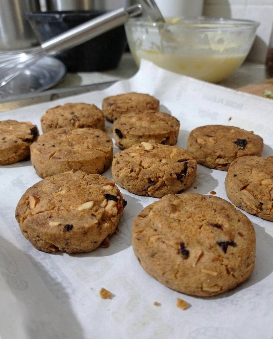 Naan Khatai cookies on a plate next to a cup of tea