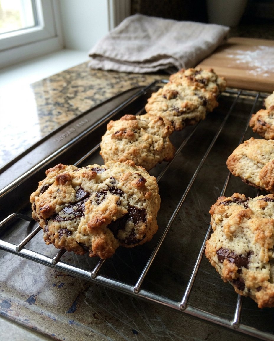 Monster sized paleo chocolate chip cookies with melted chocolate chunks