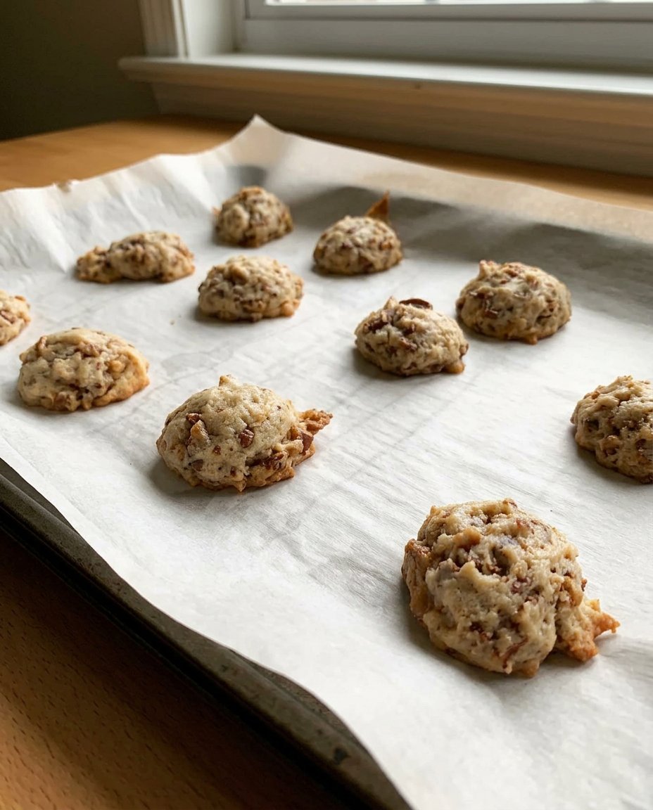 Baking tray with chocolate cookies showing rippled edges from pan banging