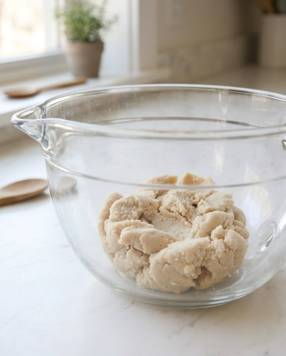 Raspberry Thumbprint 13 Hands pressing a thumbprint into soft cookie dough balls on a parchment-lined baking sheet.