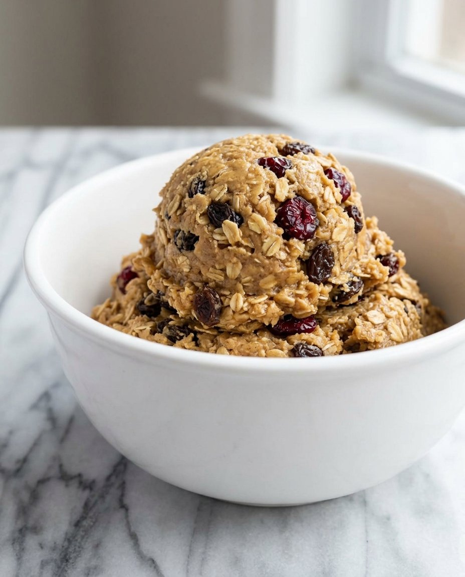 Bowls of oats raisins cranberries and butter