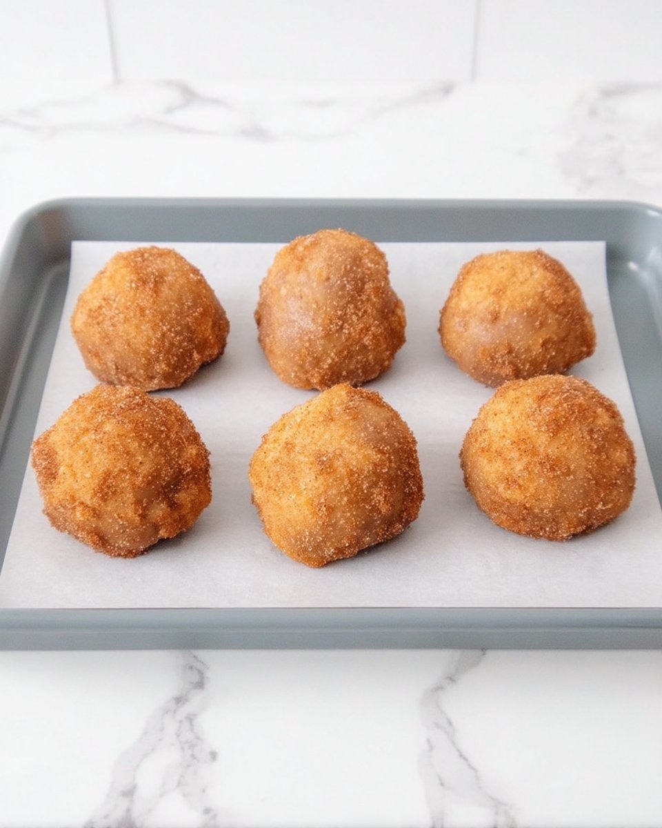 Hands rolling gluten free cookie dough in a cinnamon sugar mixture