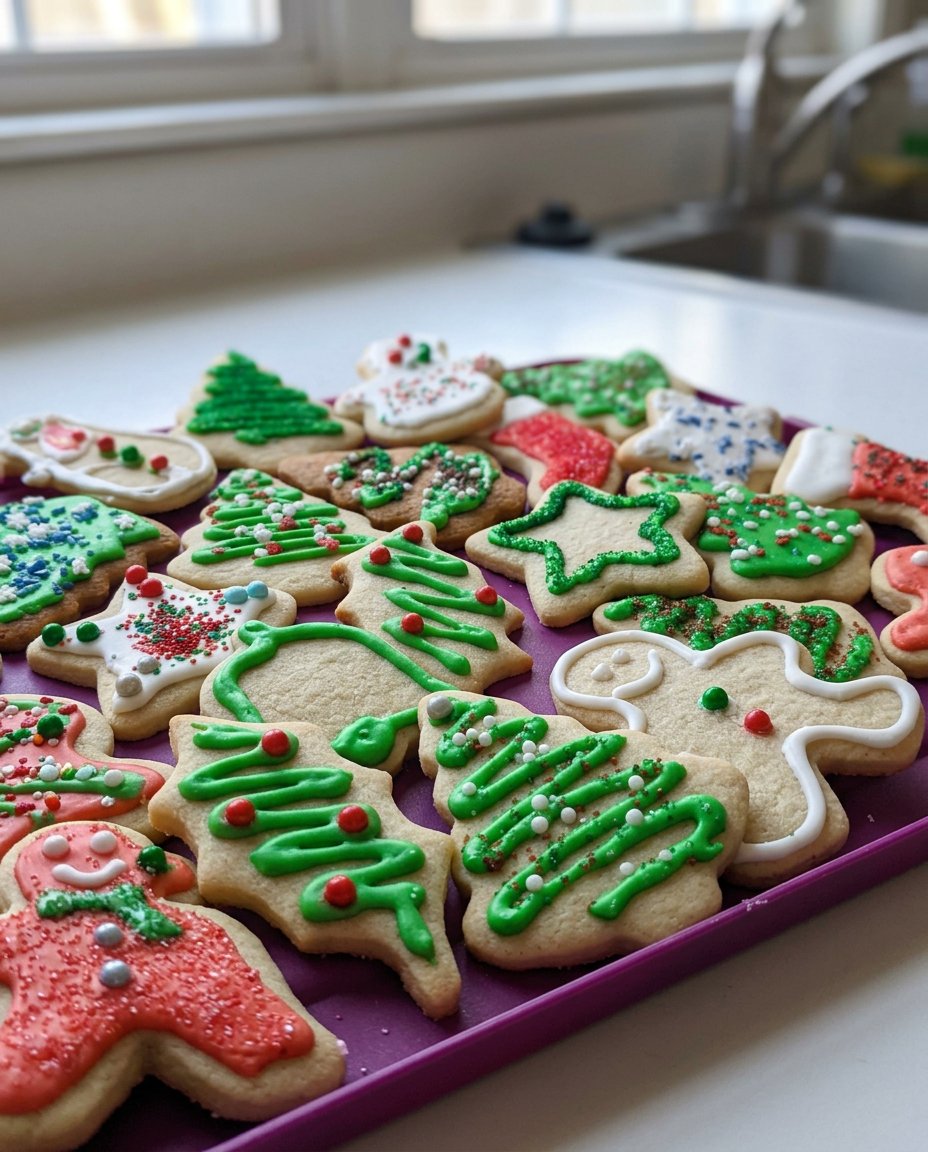 A person rolling out cookie dough on a floured surface